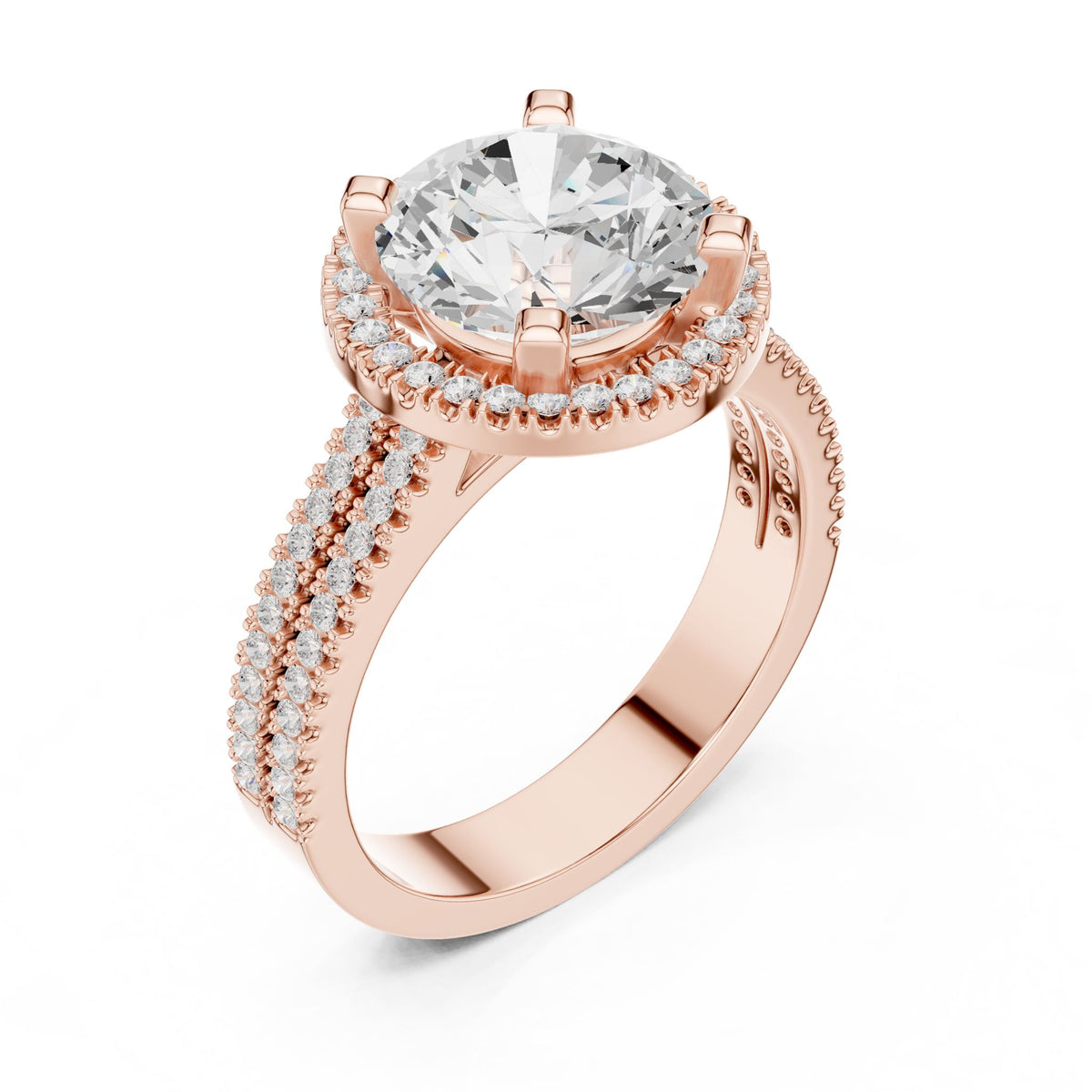 Round Halo Lab Grown Diamond Engagement Ring