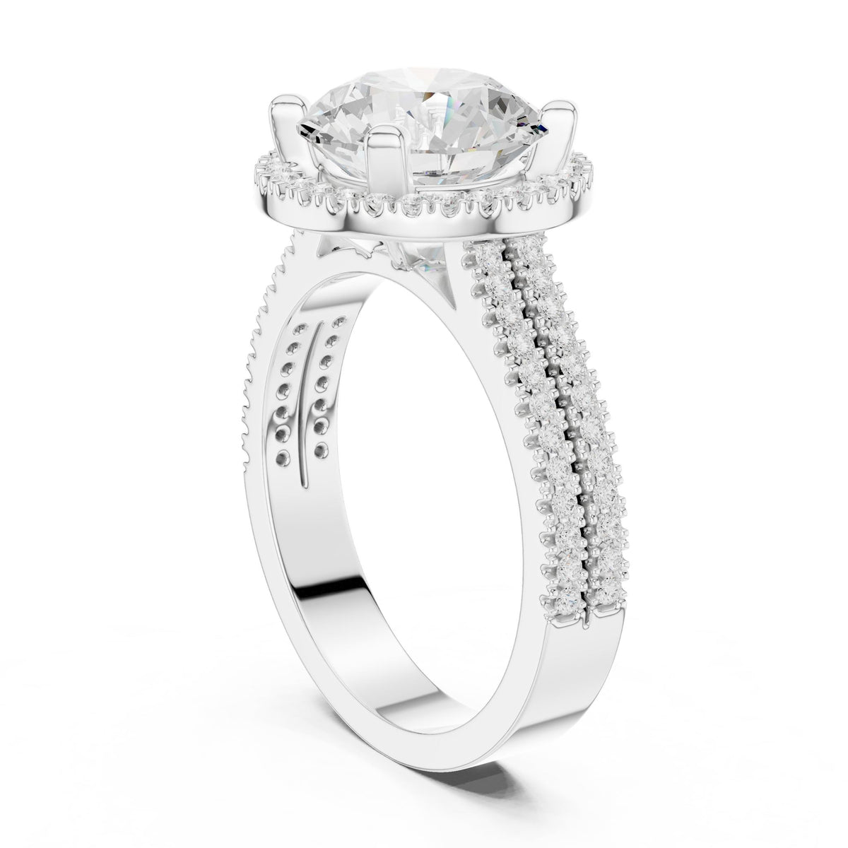 Round Halo Lab Grown Diamond Engagement Ring
