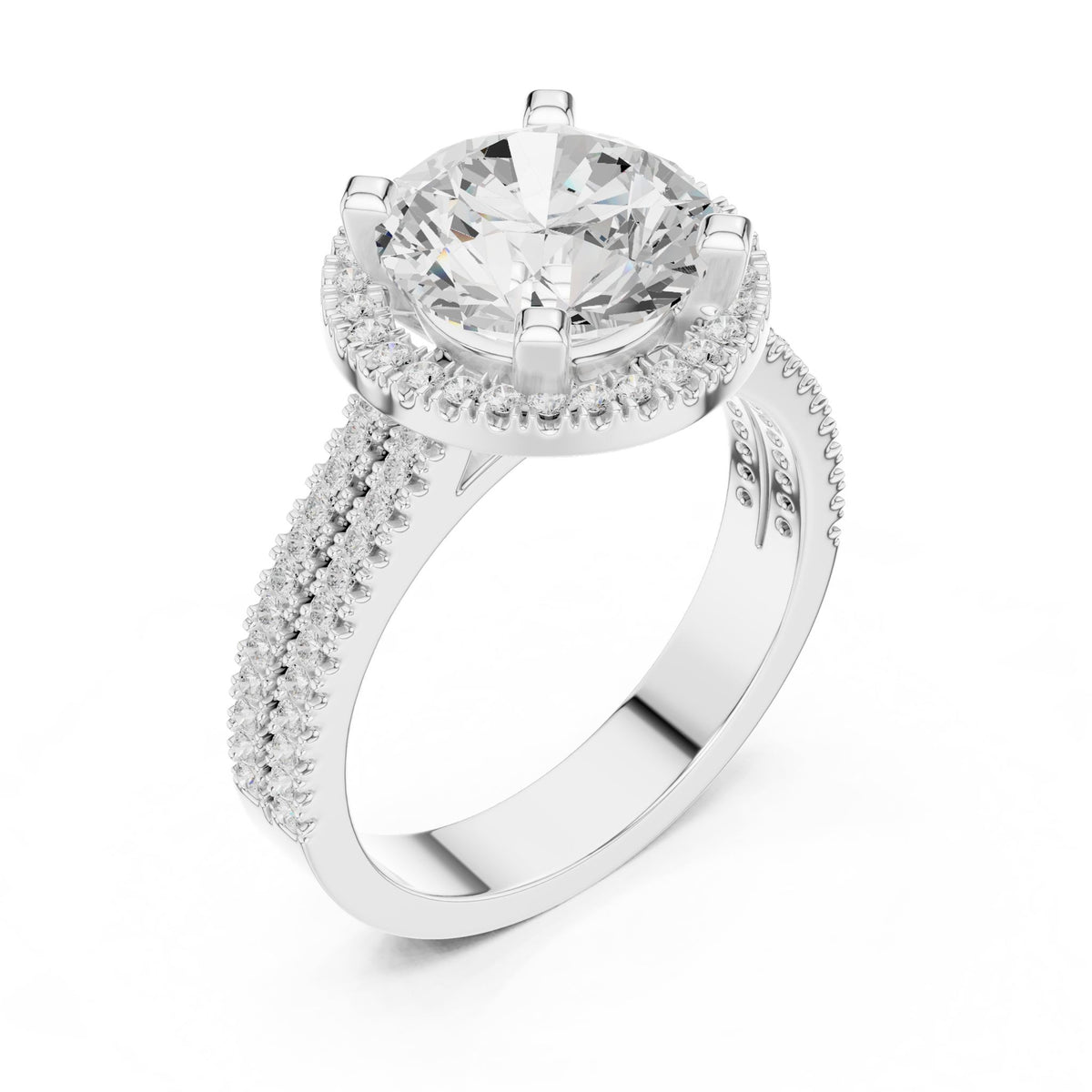 Round Halo Lab Grown Diamond Engagement Ring
