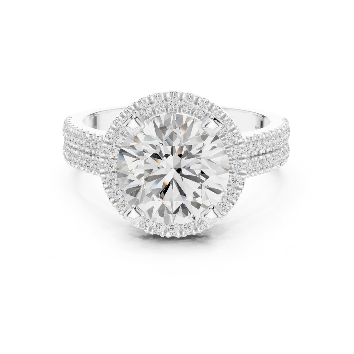 Round Halo Lab Grown Diamond Engagement Ring