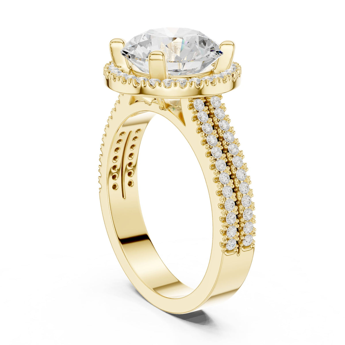 Round Halo Lab Grown Diamond Engagement Ring