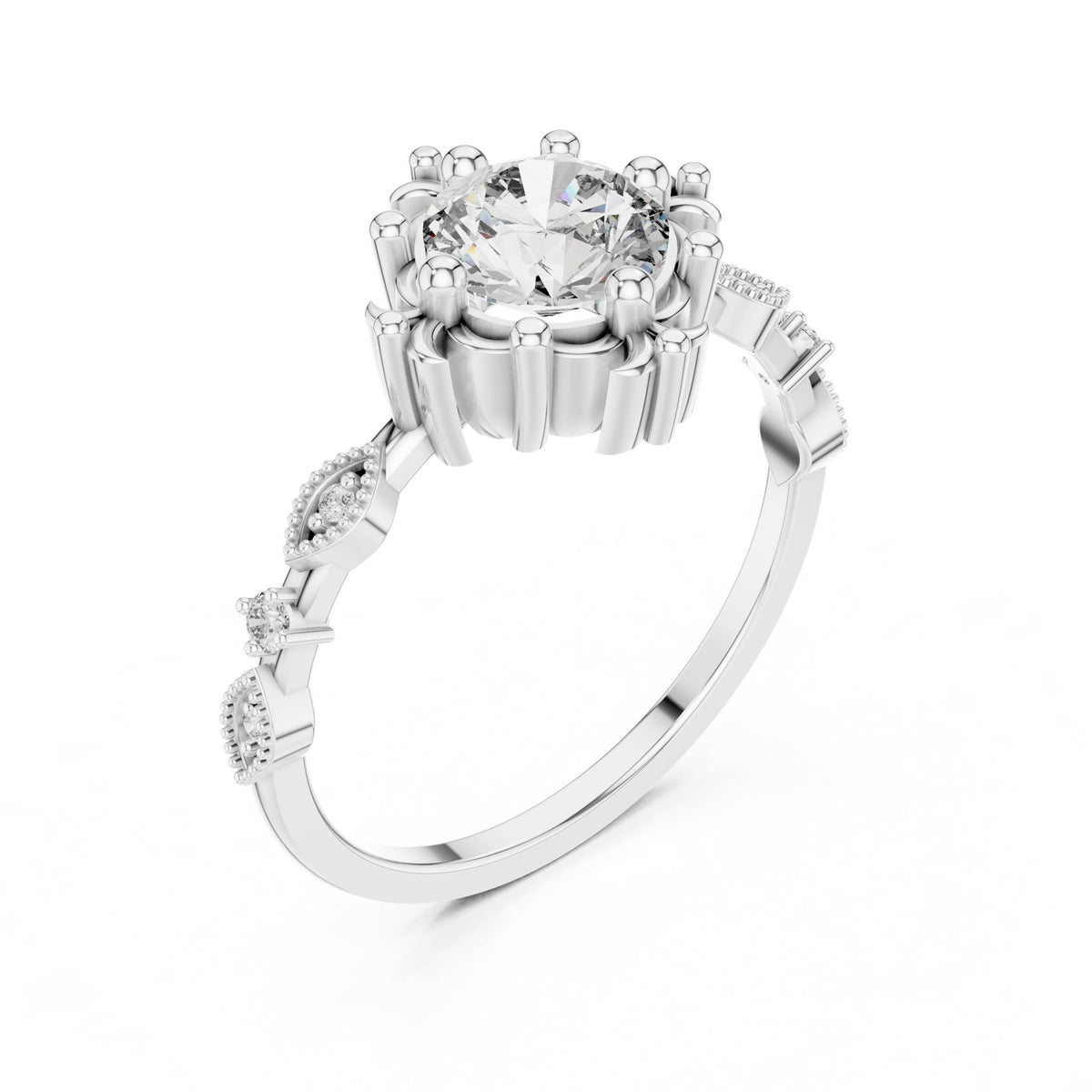 Round Halo Lab Grown Diamond Engagement Ring