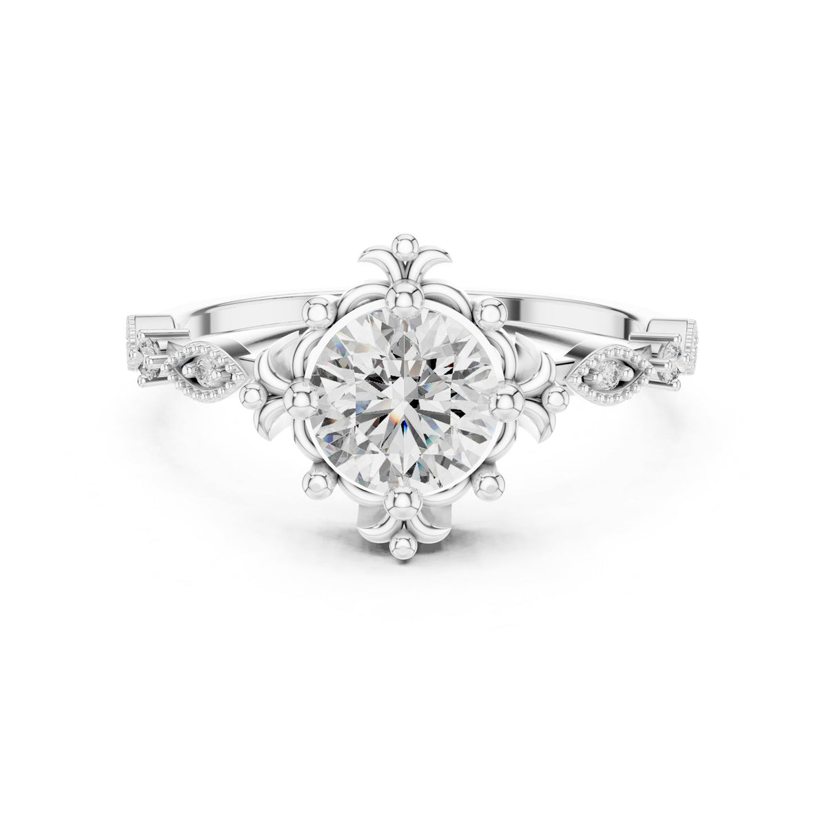 Round Halo Lab Grown Diamond Engagement Ring