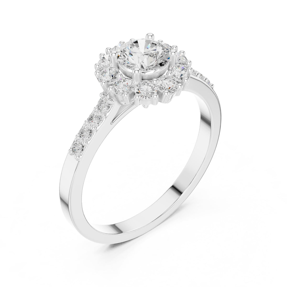 Round Halo Lab Grown Diamond Engagement Ring