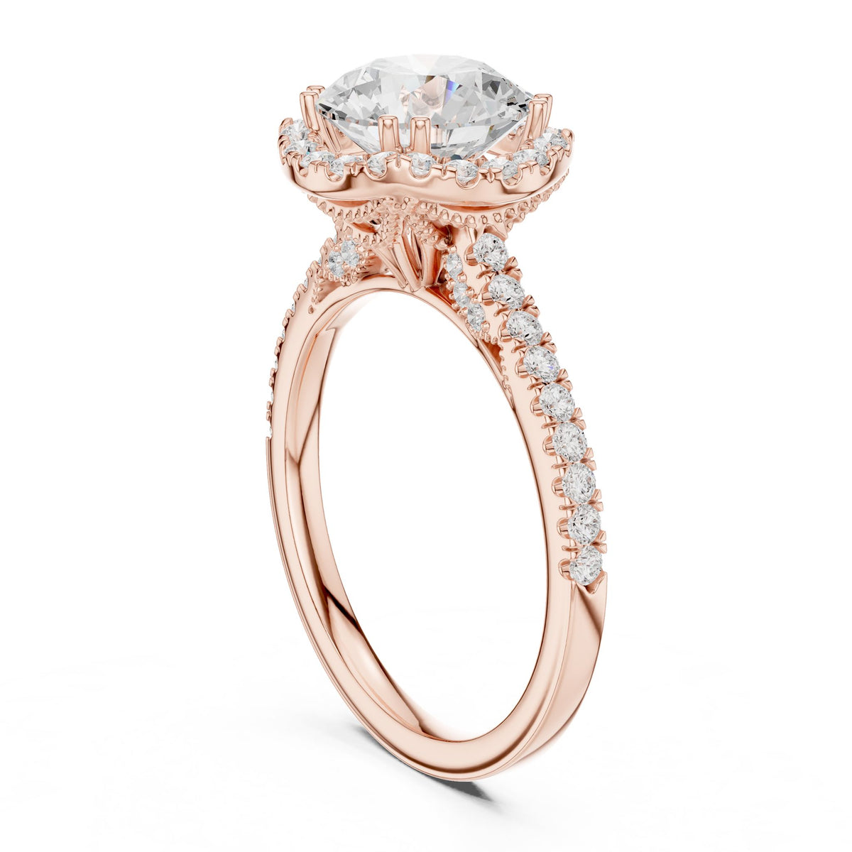 Round Halo Lab Grown Diamond Engagement Ring