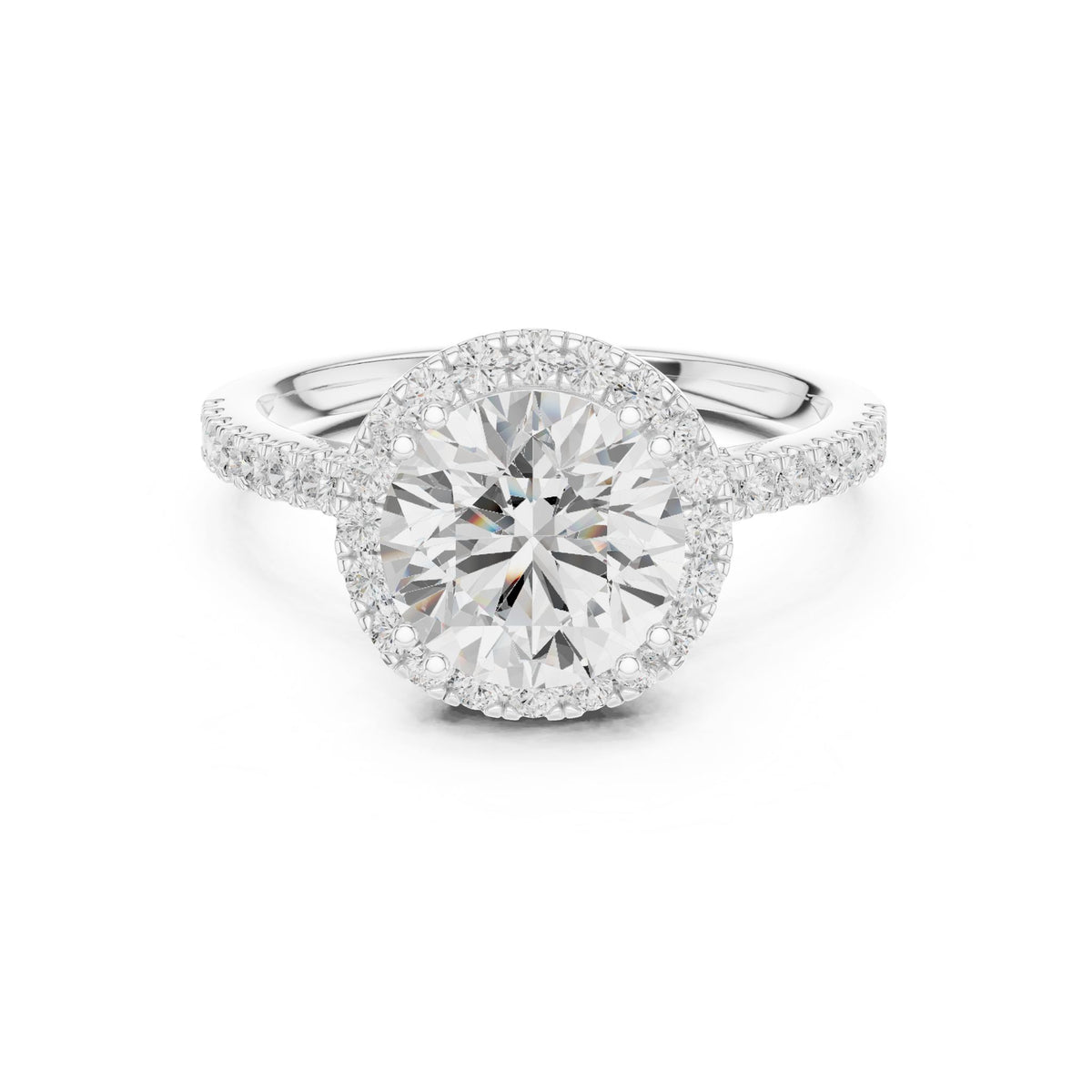 Round Halo Lab Grown Diamond Engagement Ring