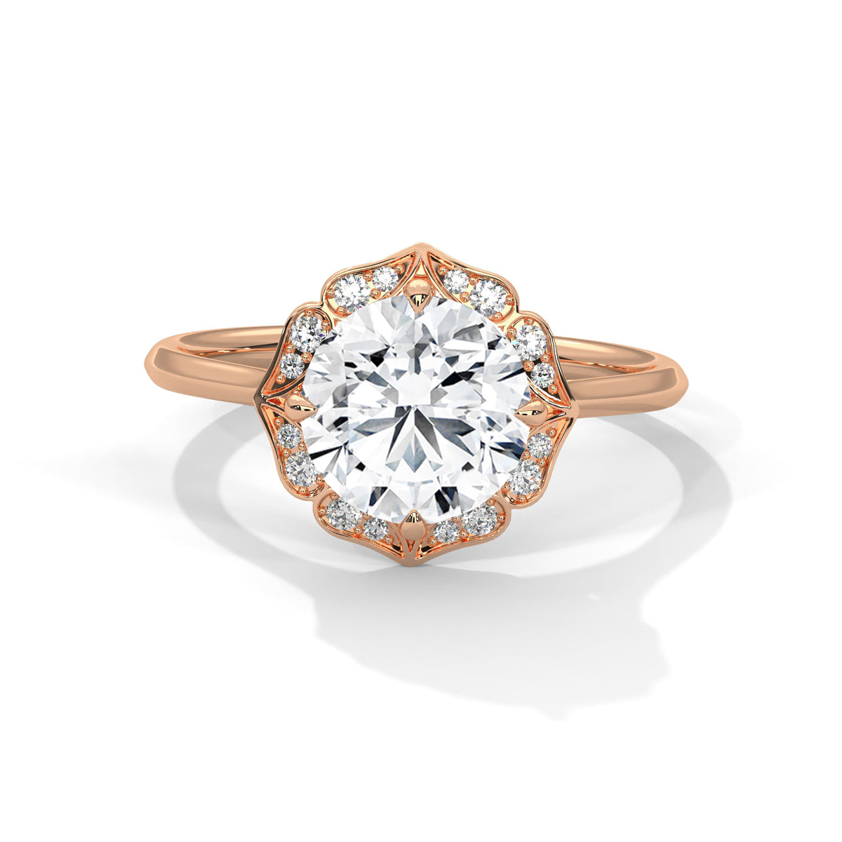 Round Halo Lab Grown Diamond Engagement Ring