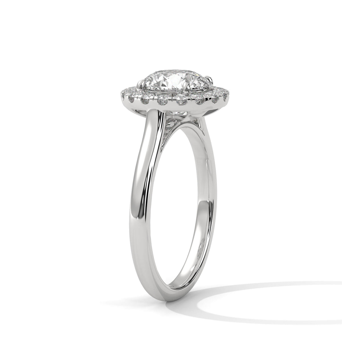 Round Halo Lab Grown Diamond Engagement Ring