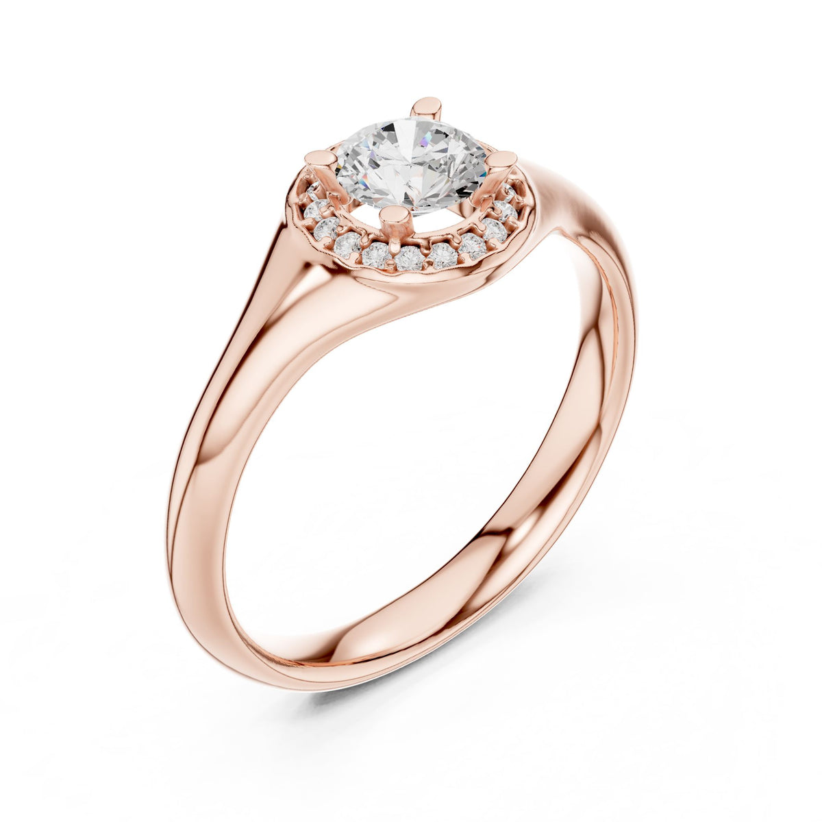 Round Halo Lab Grown Diamond Engagement Ring