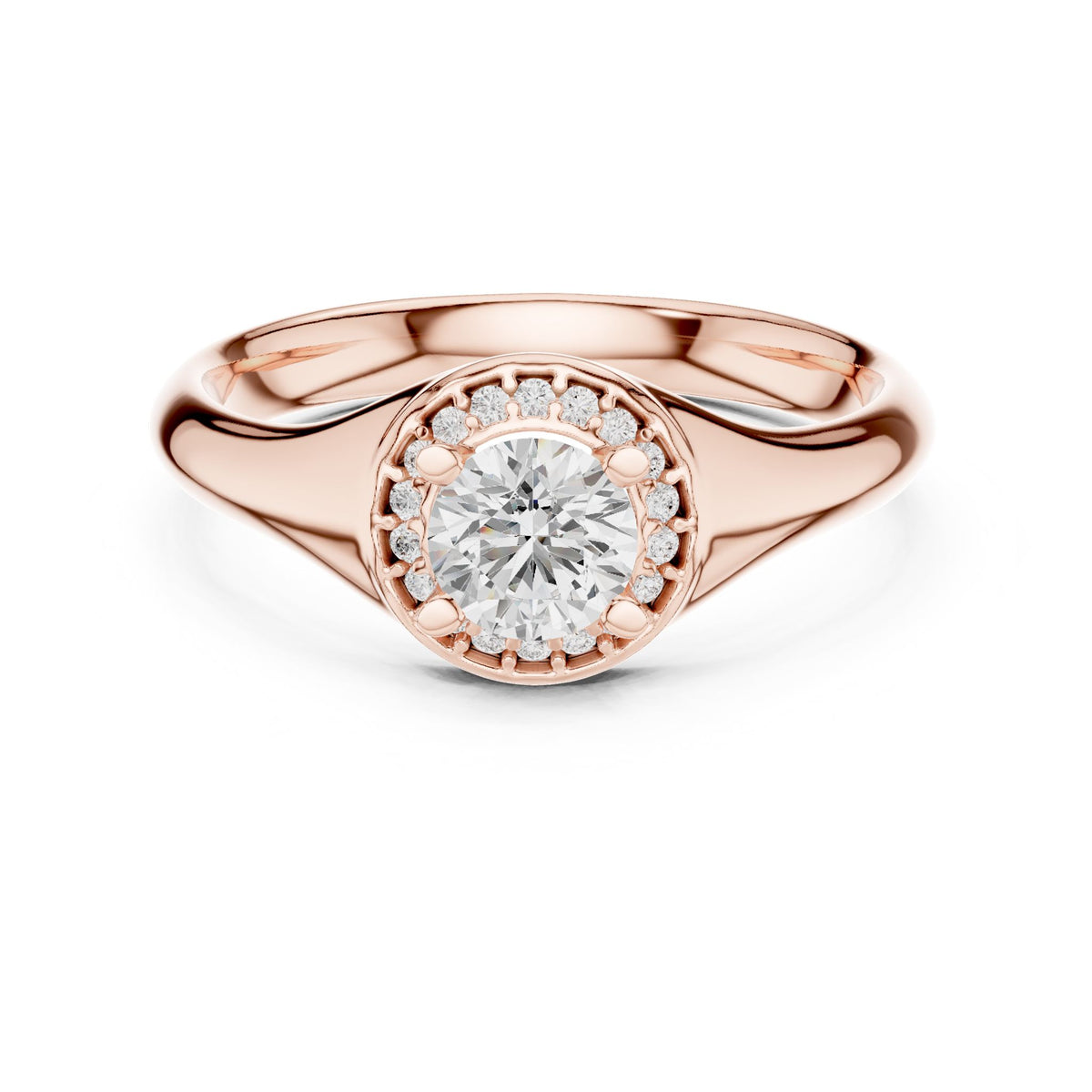 Round Halo Lab Grown Diamond Engagement Ring