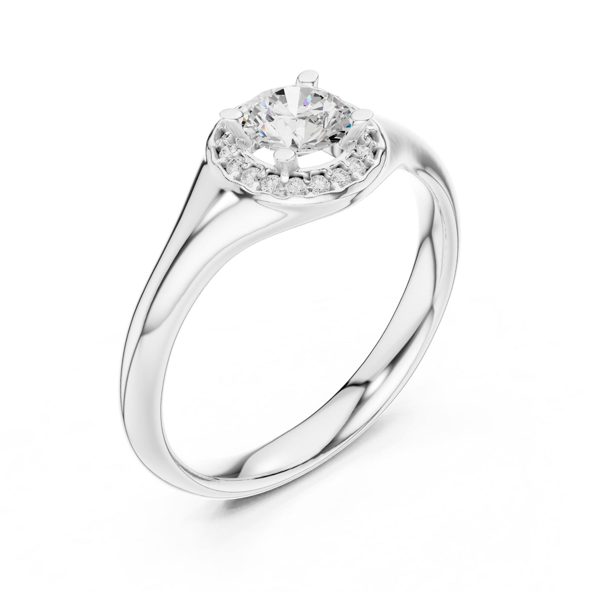 Round Halo Lab Grown Diamond Engagement Ring