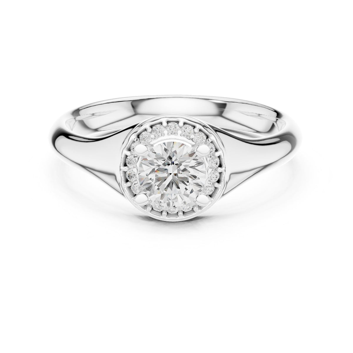 Round Halo Lab Grown Diamond Engagement Ring