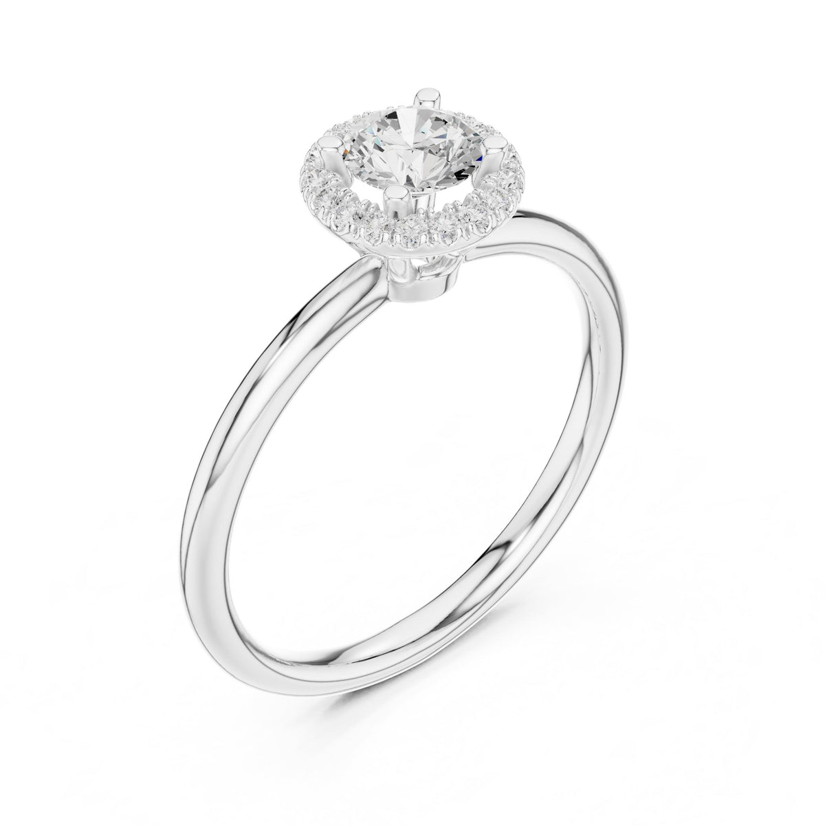 Round Halo Lab Grown Diamond Engagement Ring