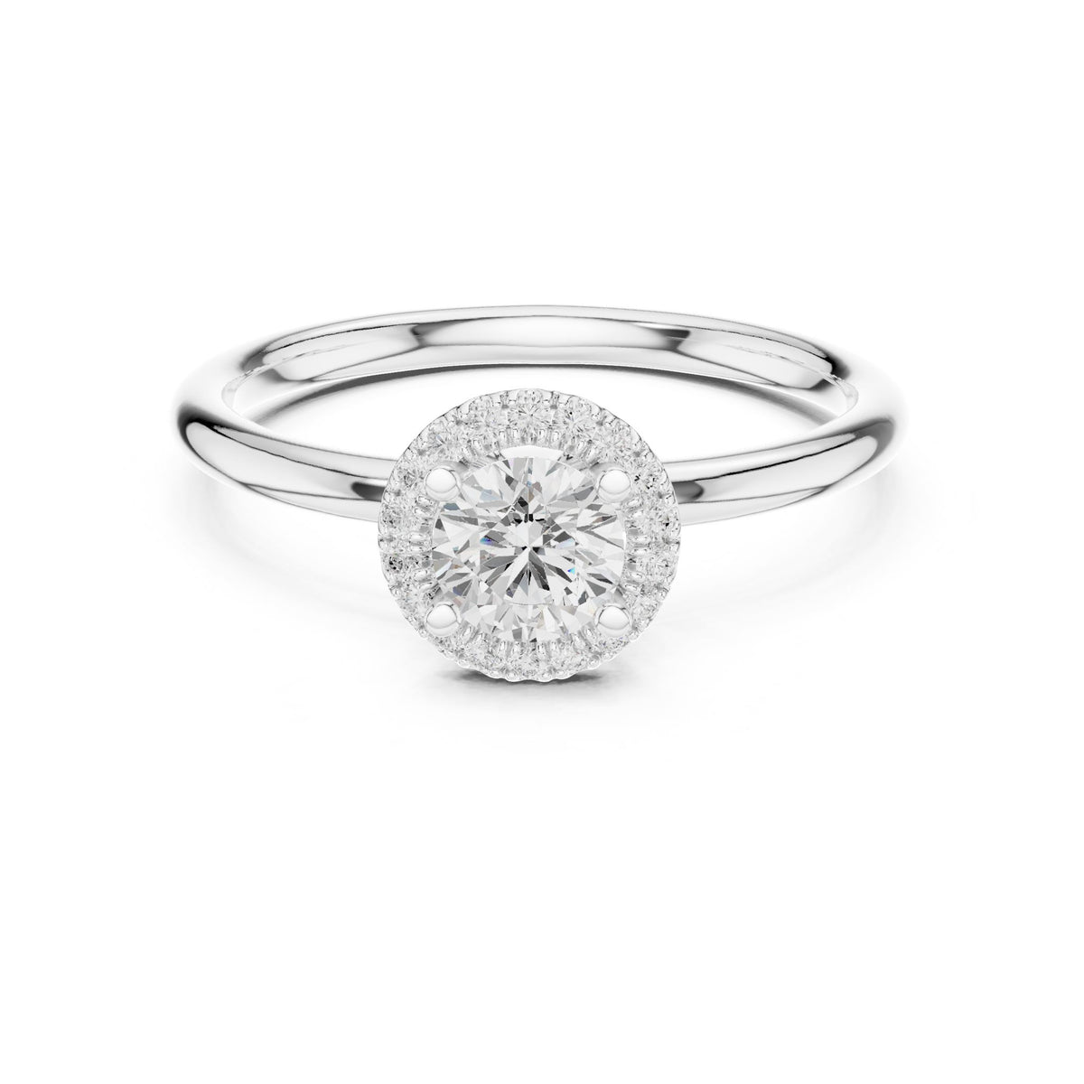 Round Halo Lab Grown Diamond Engagement Ring
