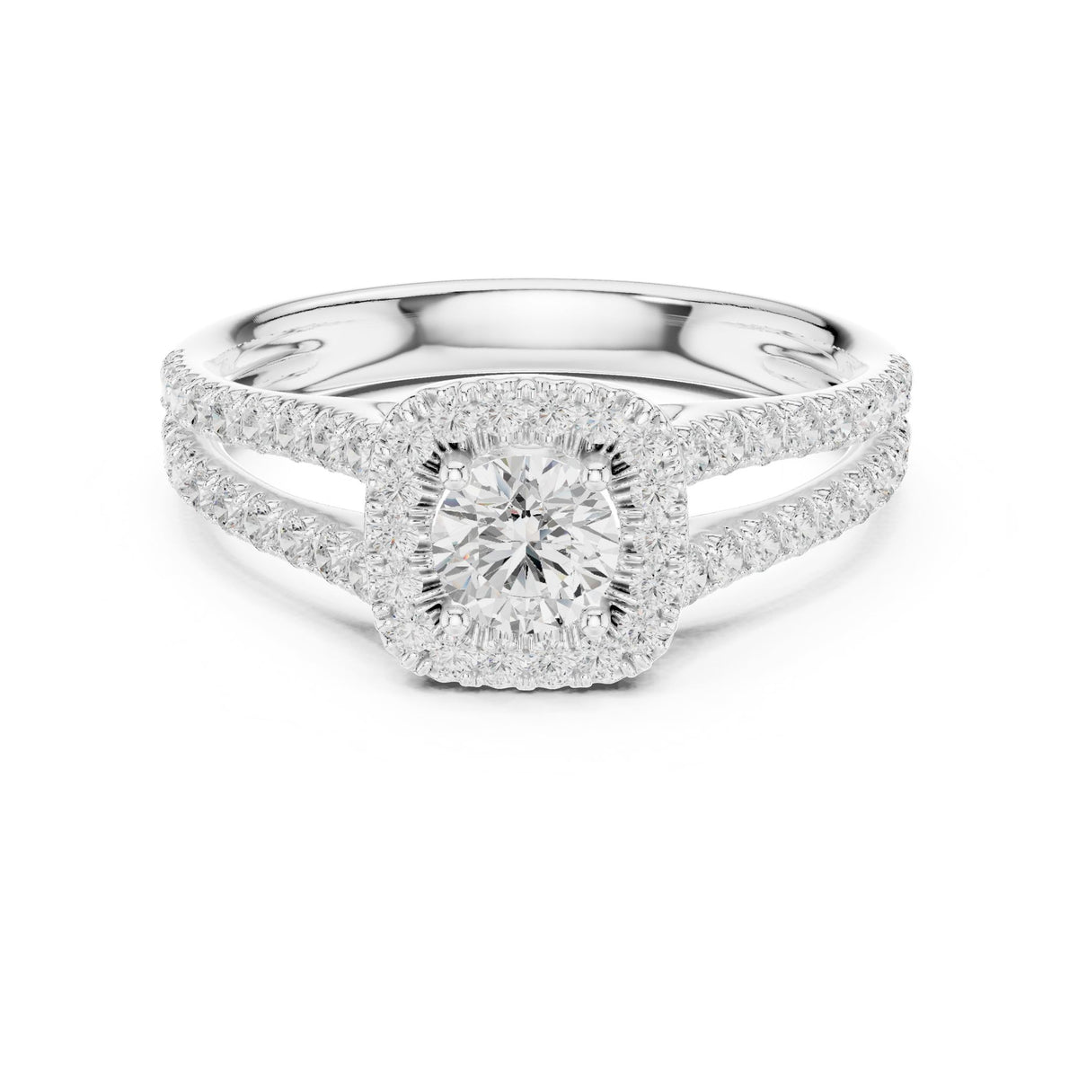 Round Halo Lab Grown Diamond Engagement Ring