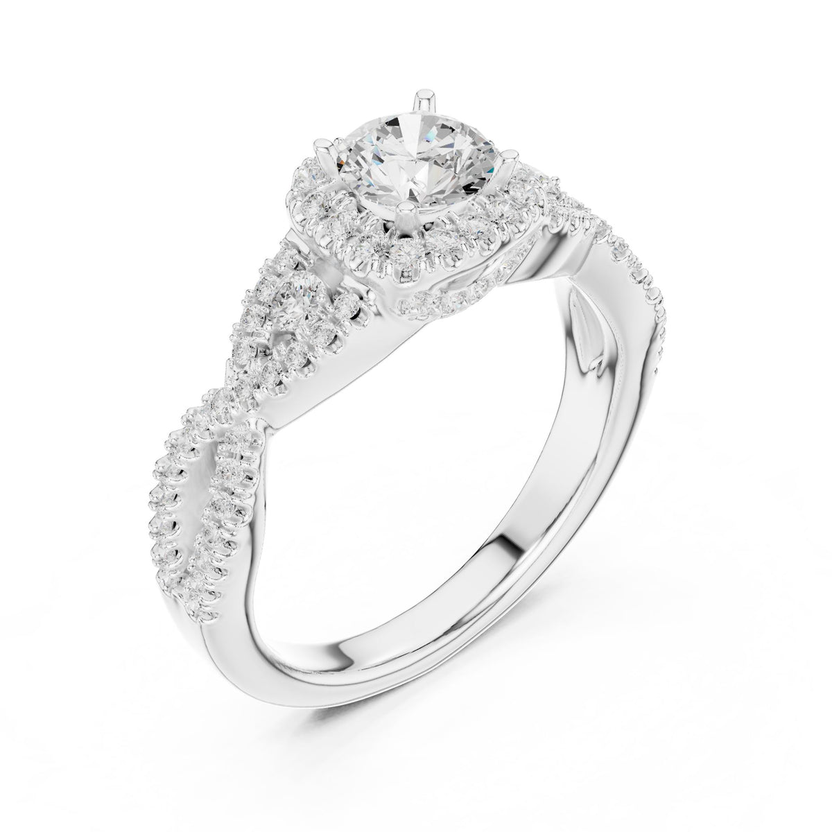 Round Halo Lab Grown Diamond Engagement Ring