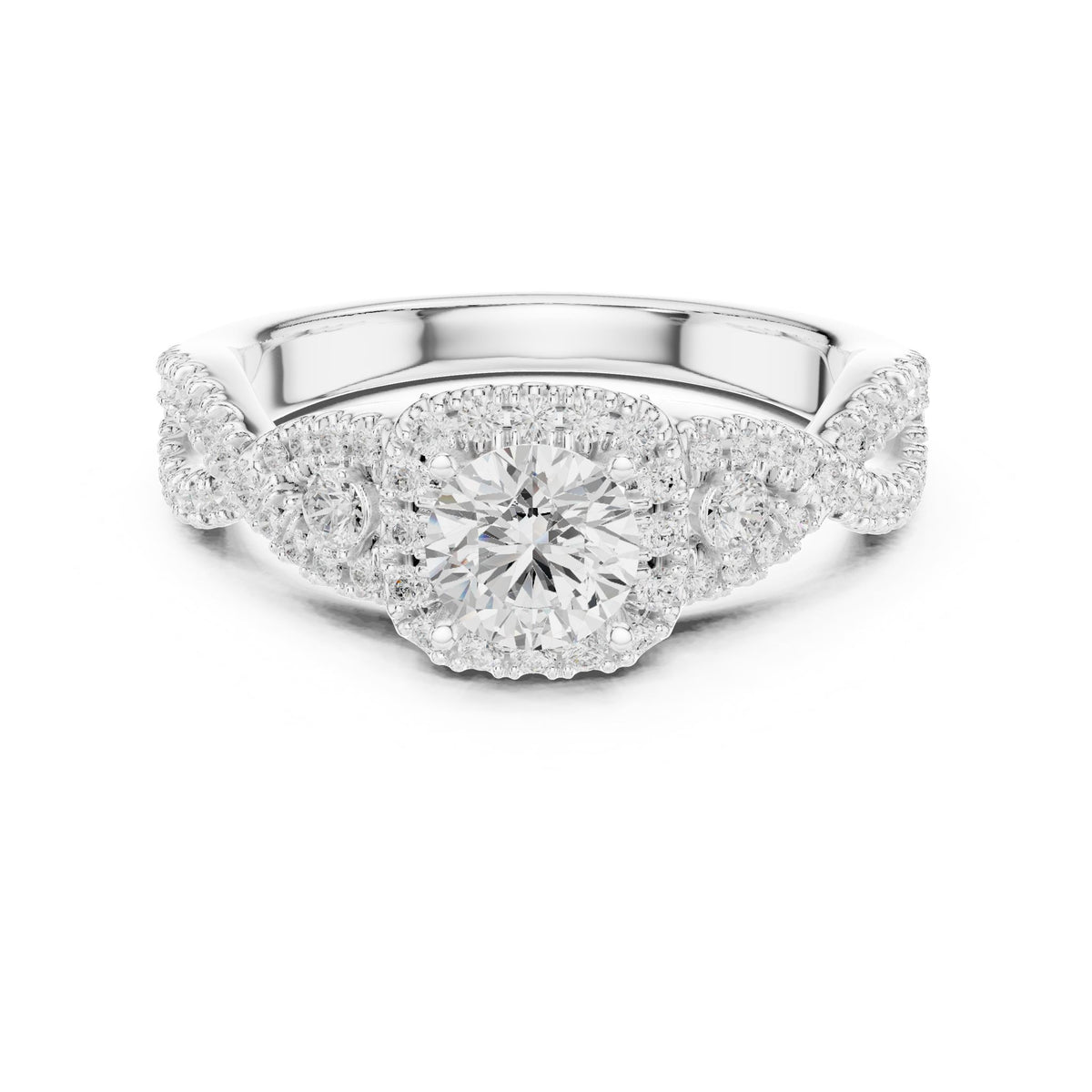 Round Halo Lab Grown Diamond Engagement Ring