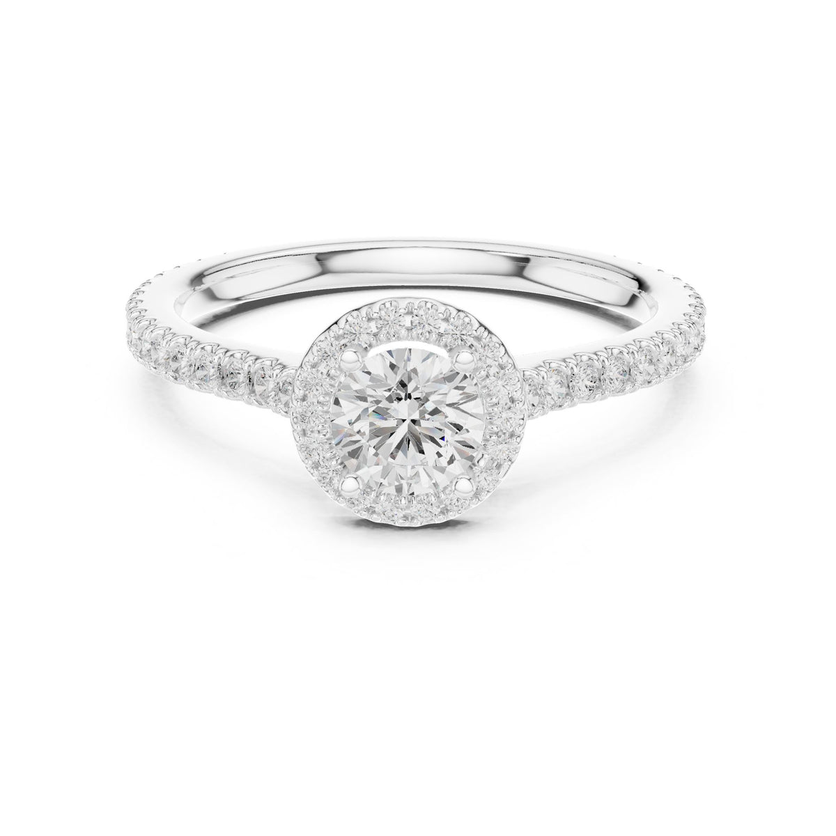 Round Halo Lab Grown Diamond Engagement Ring