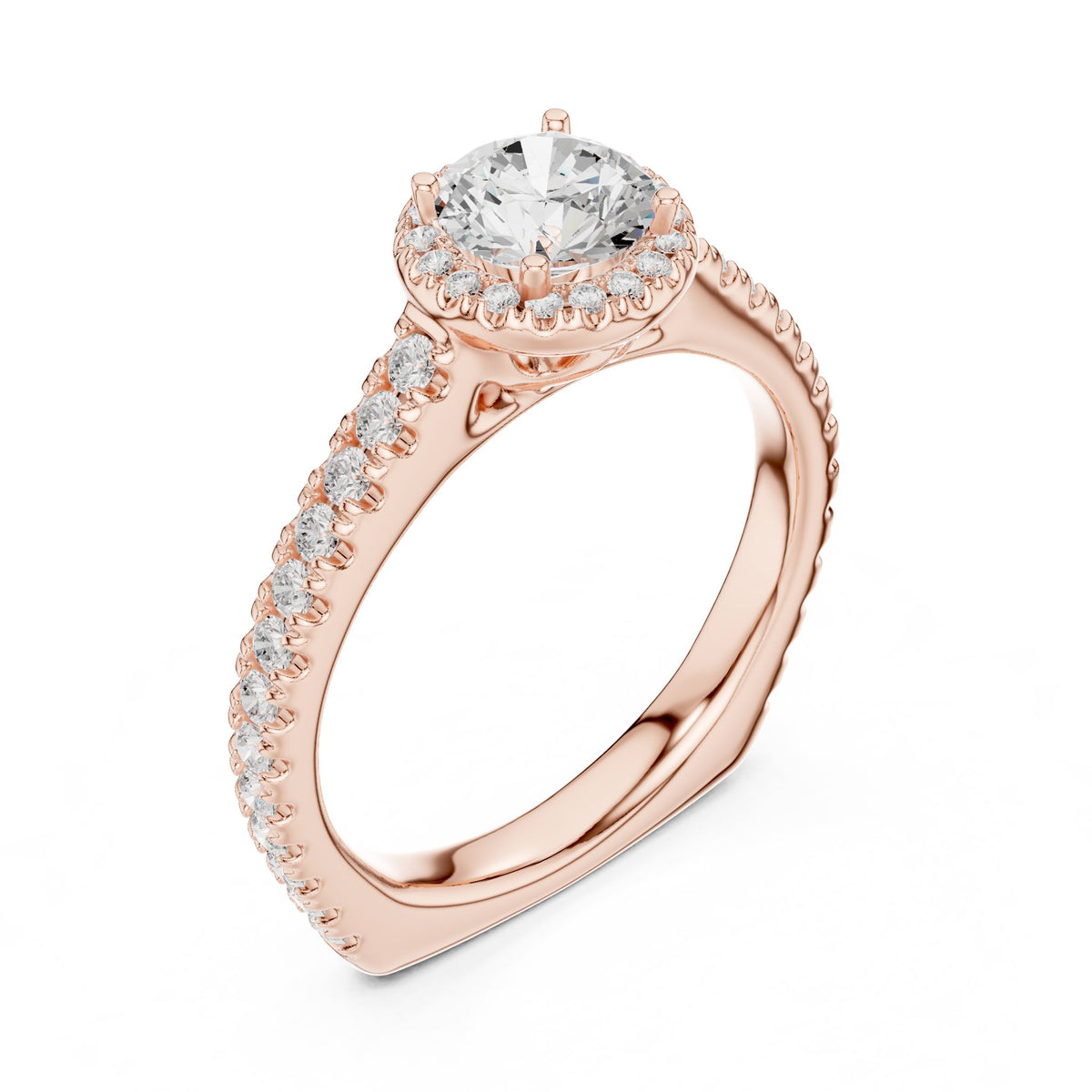 Round Halo Lab Grown Diamond Engagement Ring