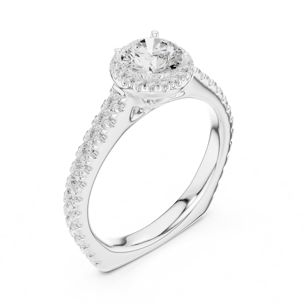 Round Halo Lab Grown Diamond Engagement Ring