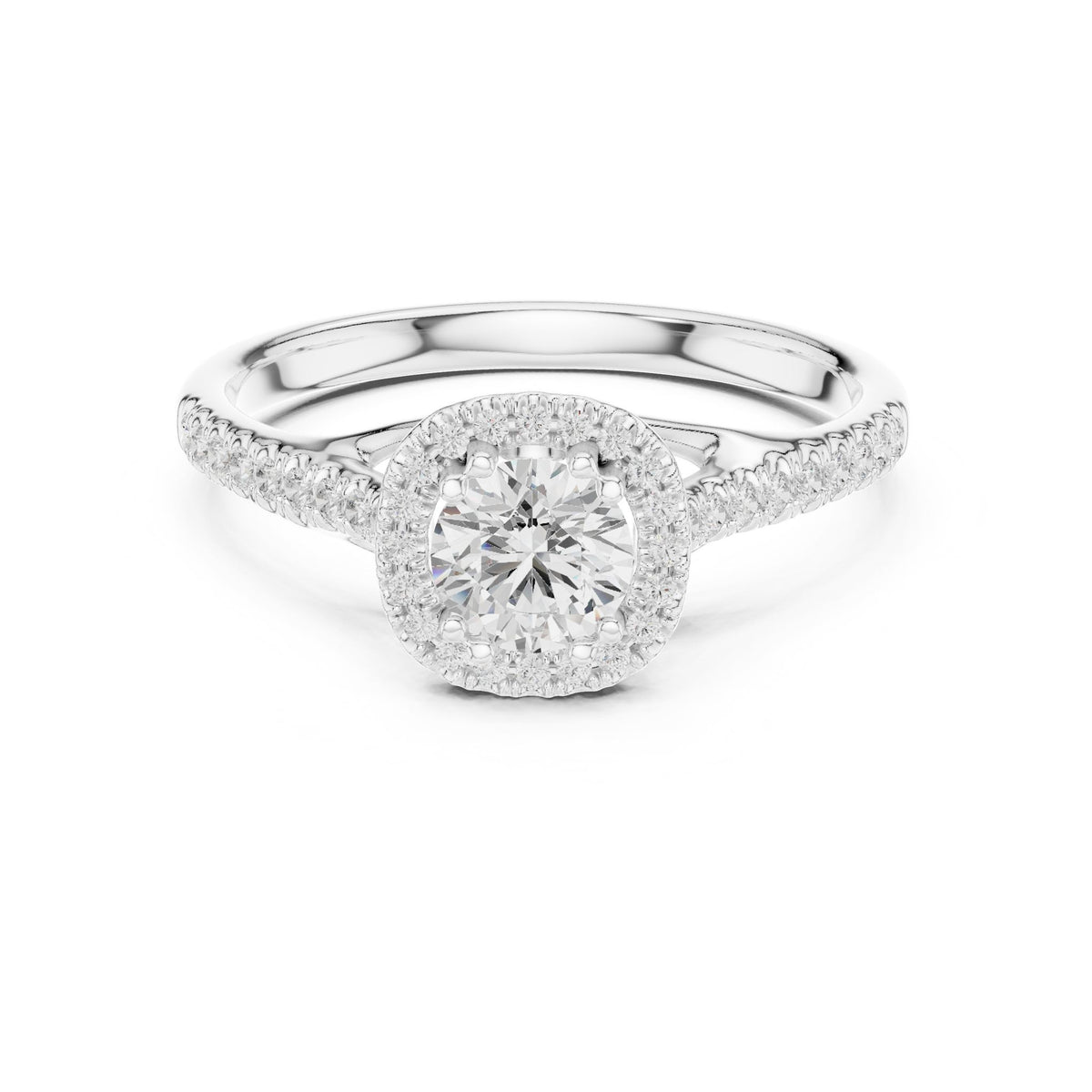 Round Halo Lab Grown Diamond Engagement Ring