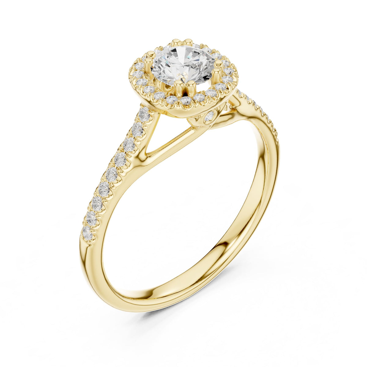 Round Halo Lab Grown Diamond Engagement Ring