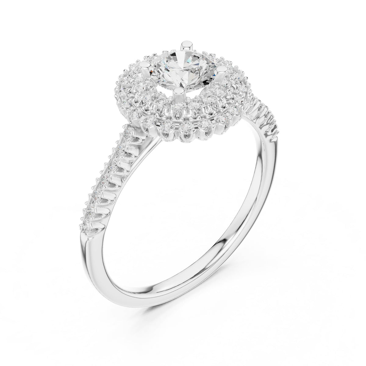 Round Halo Lab Grown Diamond Engagement Ring