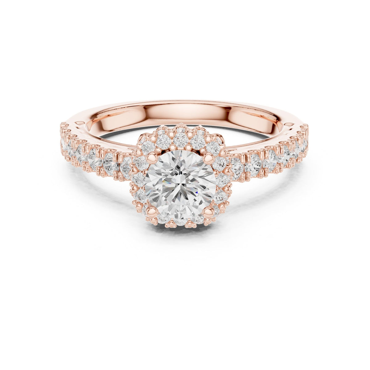 Round Halo Lab Grown Diamond Engagement Ring