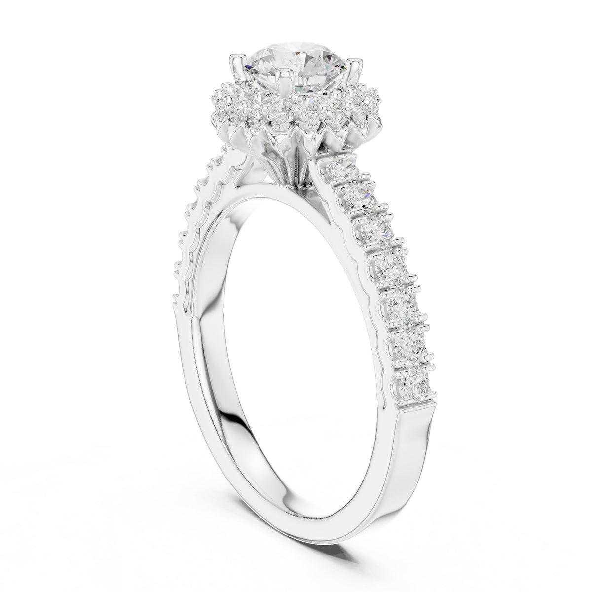 Round Halo Lab Grown Diamond Engagement Ring