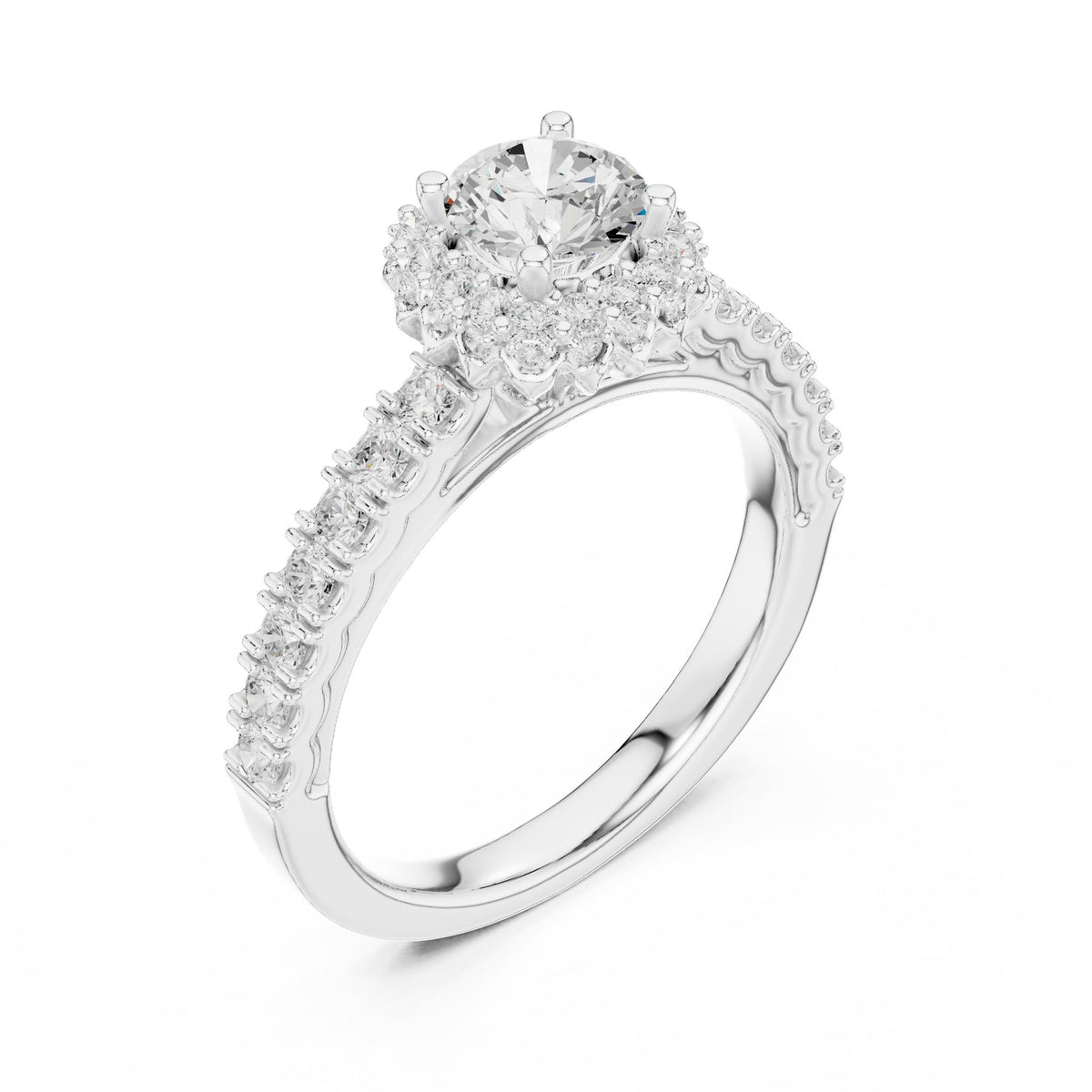 Round Halo Lab Grown Diamond Engagement Ring