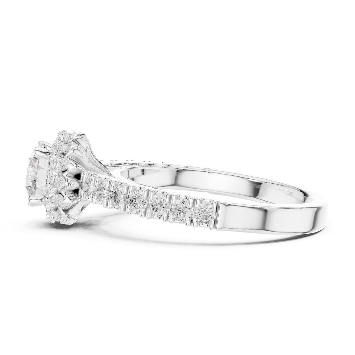 Round Halo Lab Grown Diamond Engagement Ring