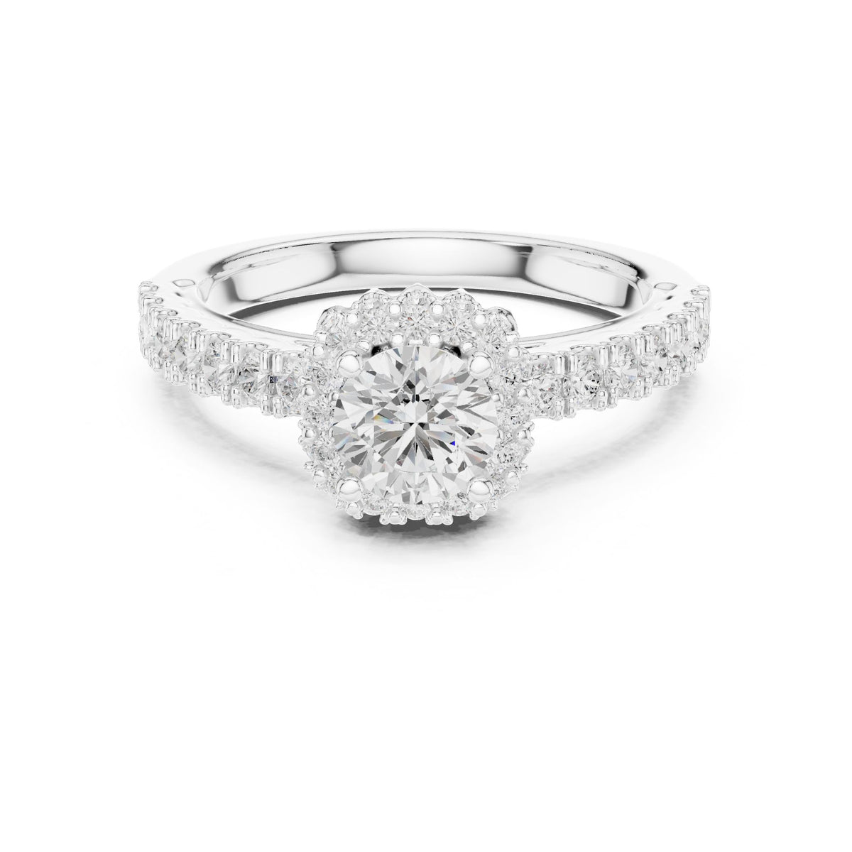 Round Halo Lab Grown Diamond Engagement Ring