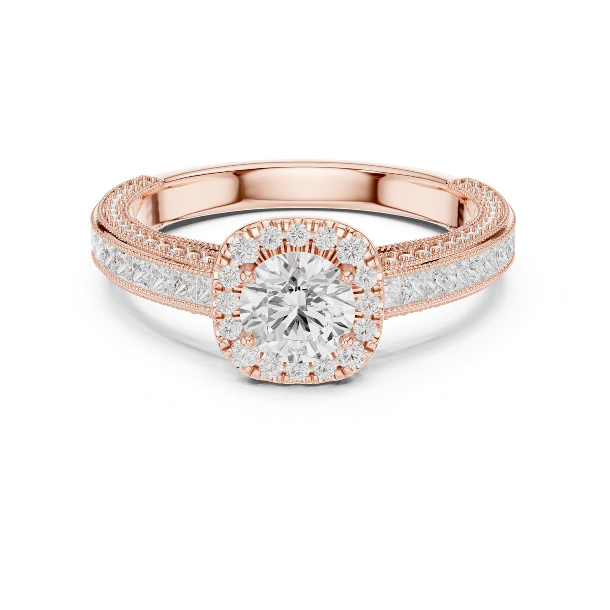 Round Halo Lab Grown Diamond Engagement Ring