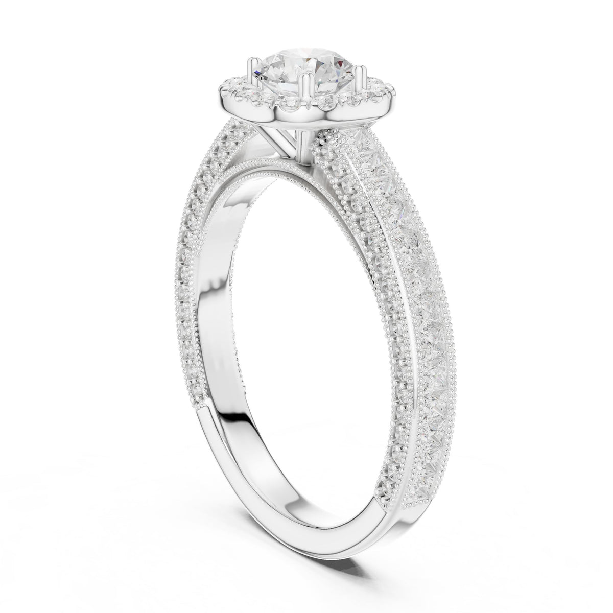 Round Halo Lab Grown Diamond Engagement Ring