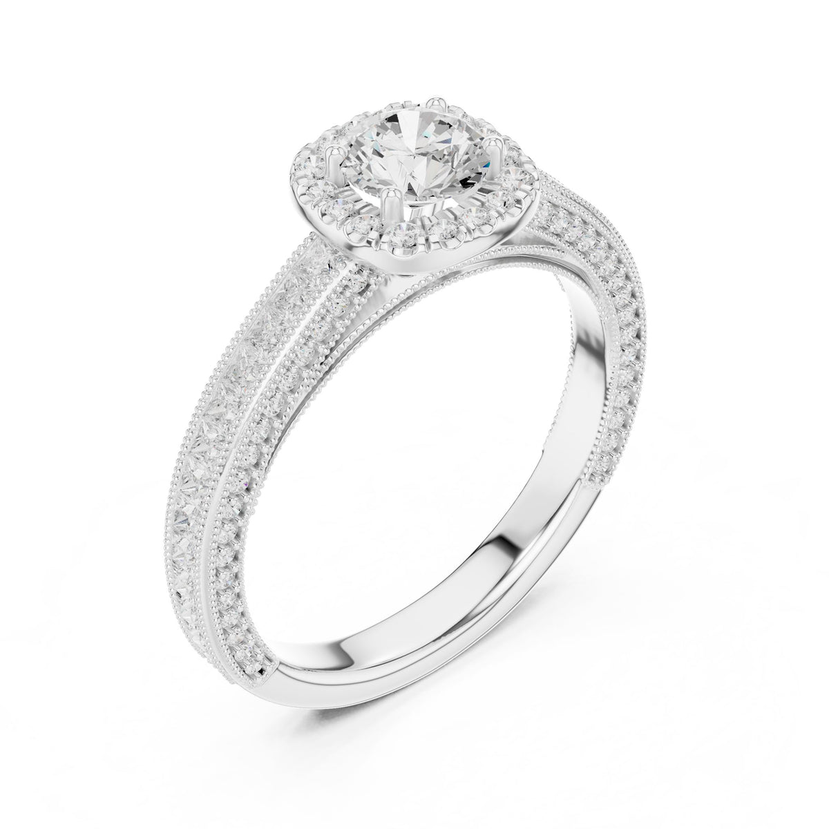 Round Halo Lab Grown Diamond Engagement Ring