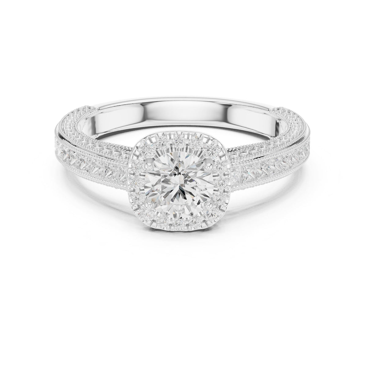Round Halo Lab Grown Diamond Engagement Ring