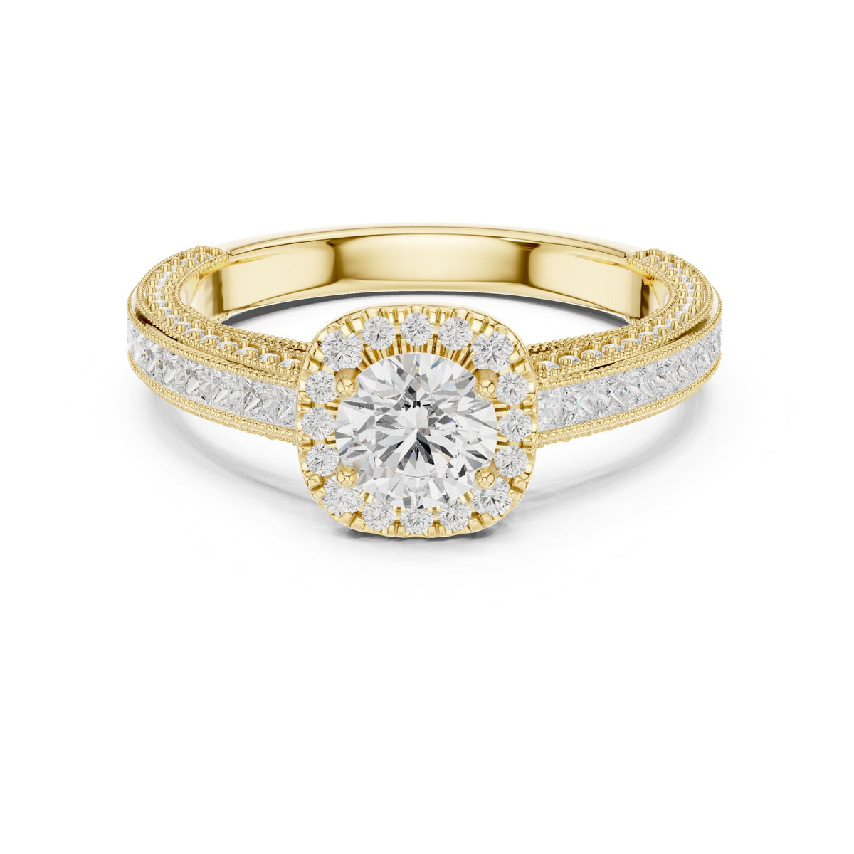 Round Halo Lab Grown Diamond Engagement Ring