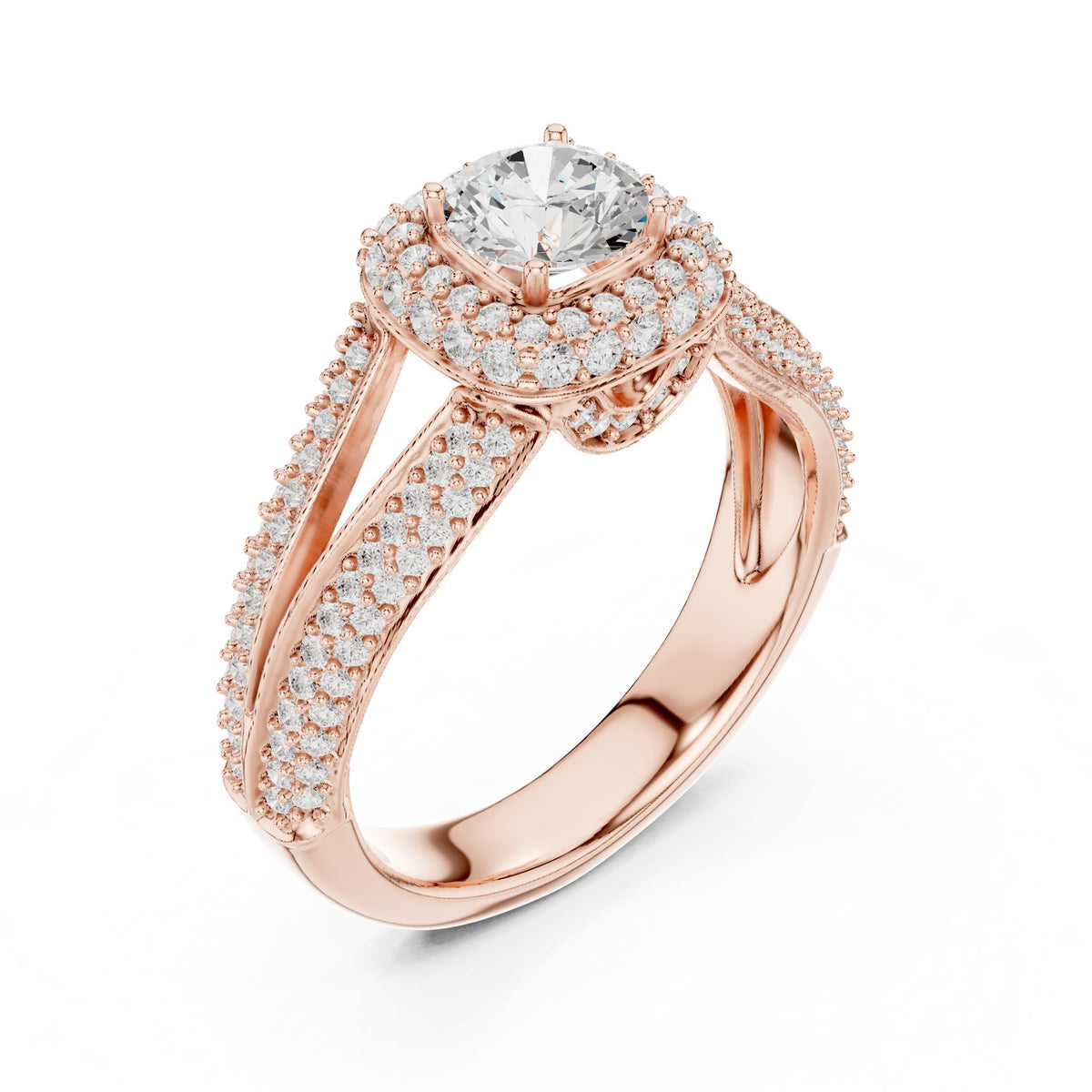 Round Halo Lab Grown Diamond Engagement Ring