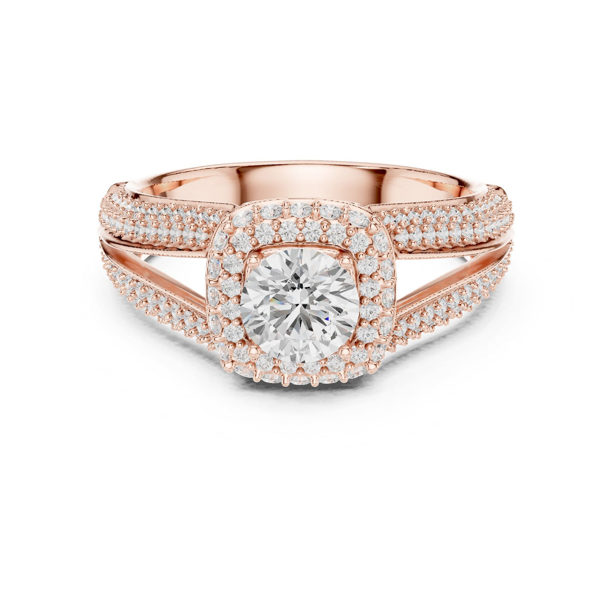 Round Halo Lab Grown Diamond Engagement Ring