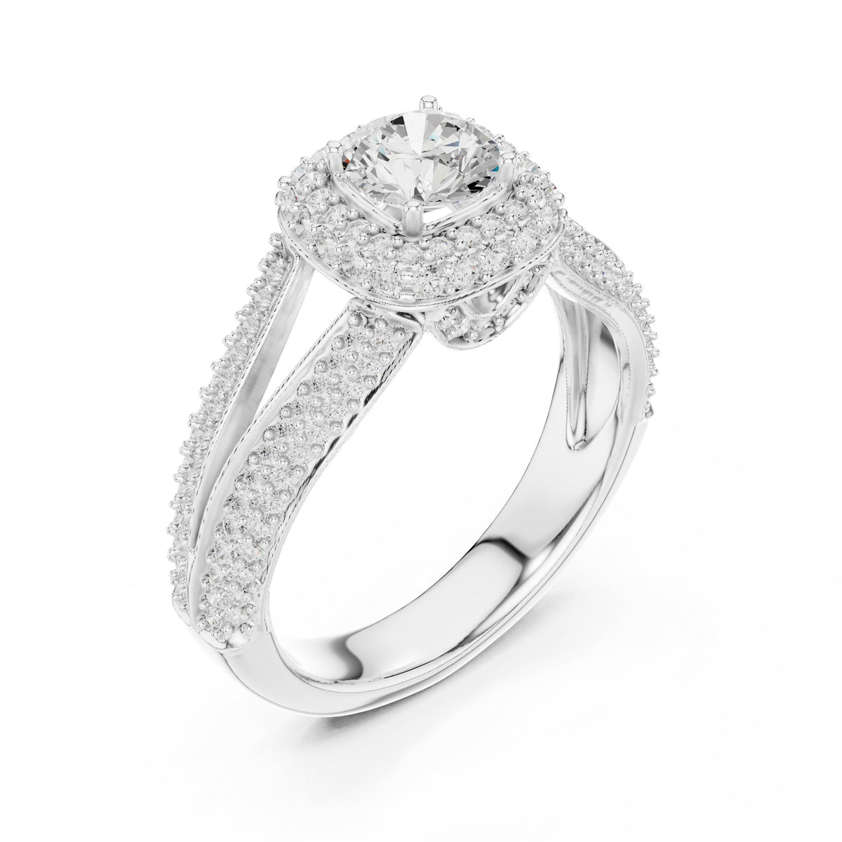 Round Halo Lab Grown Diamond Engagement Ring