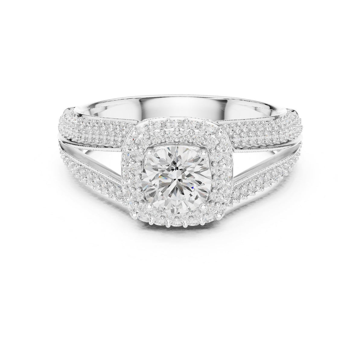 Round Halo Lab Grown Diamond Engagement Ring