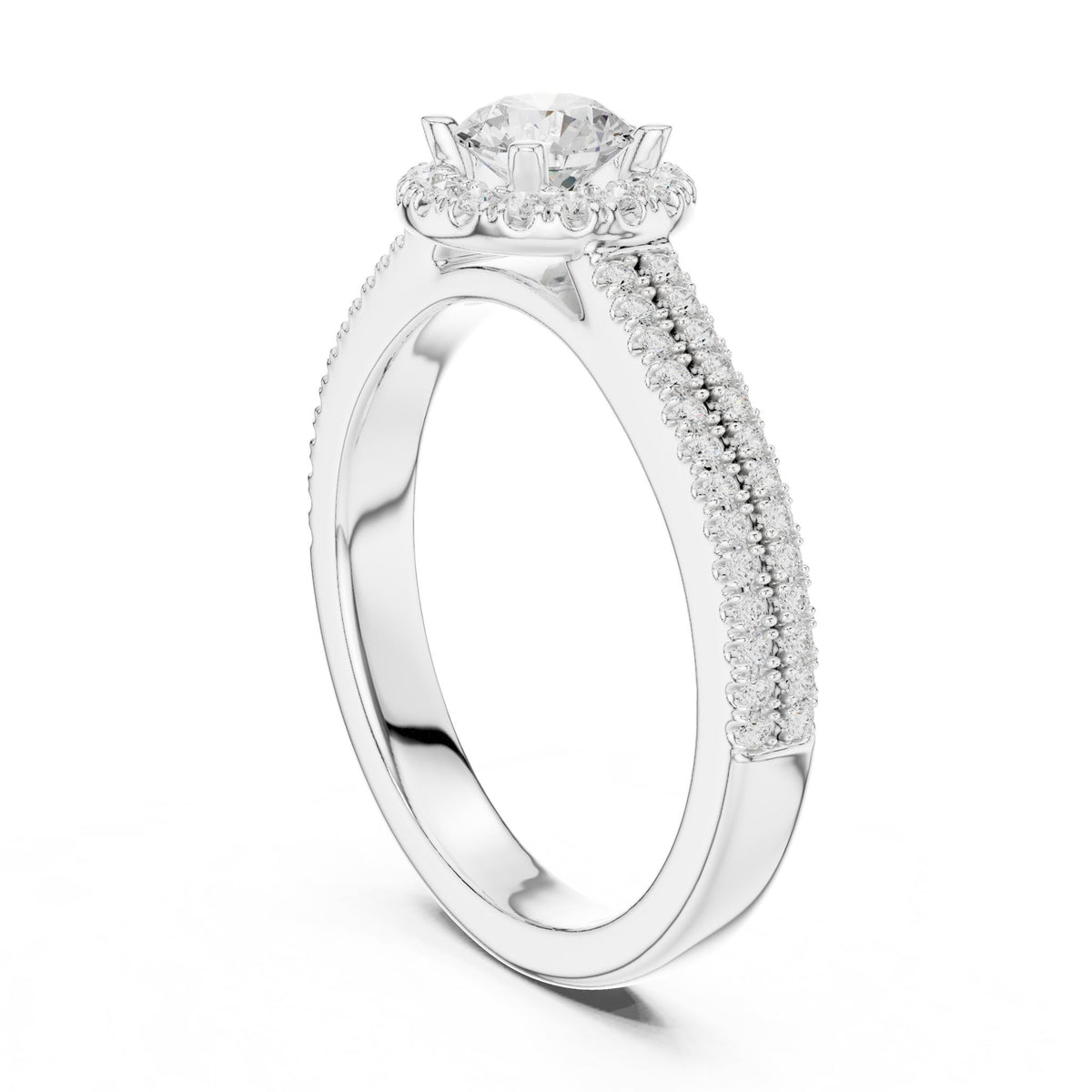 Round Halo Lab Grown Diamond Engagement Ring