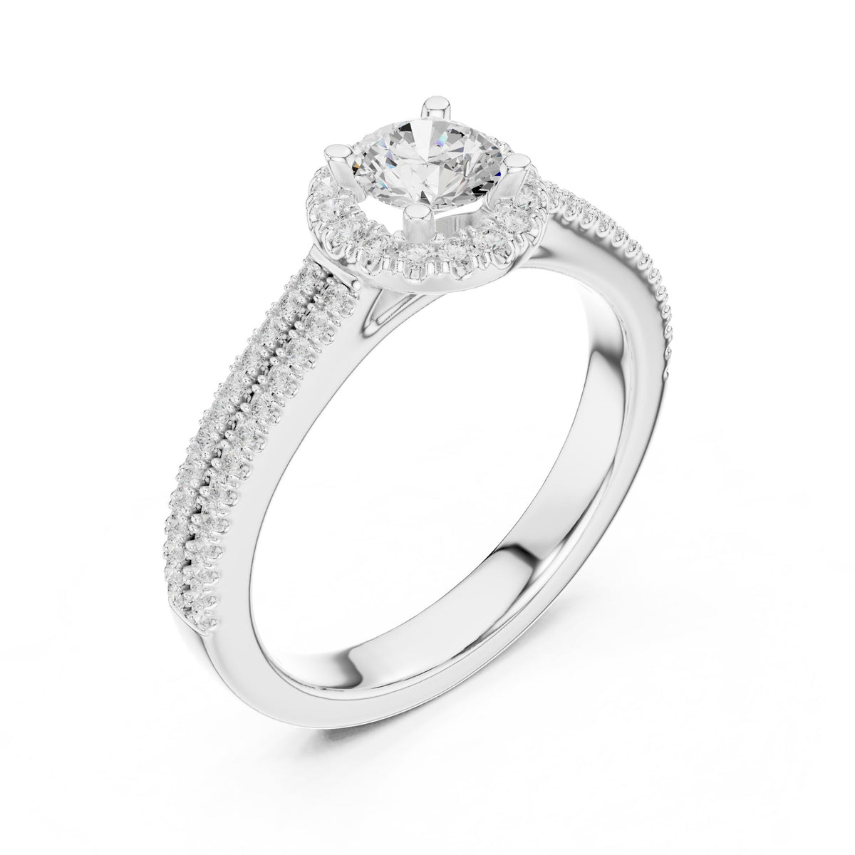 Round Halo Lab Grown Diamond Engagement Ring