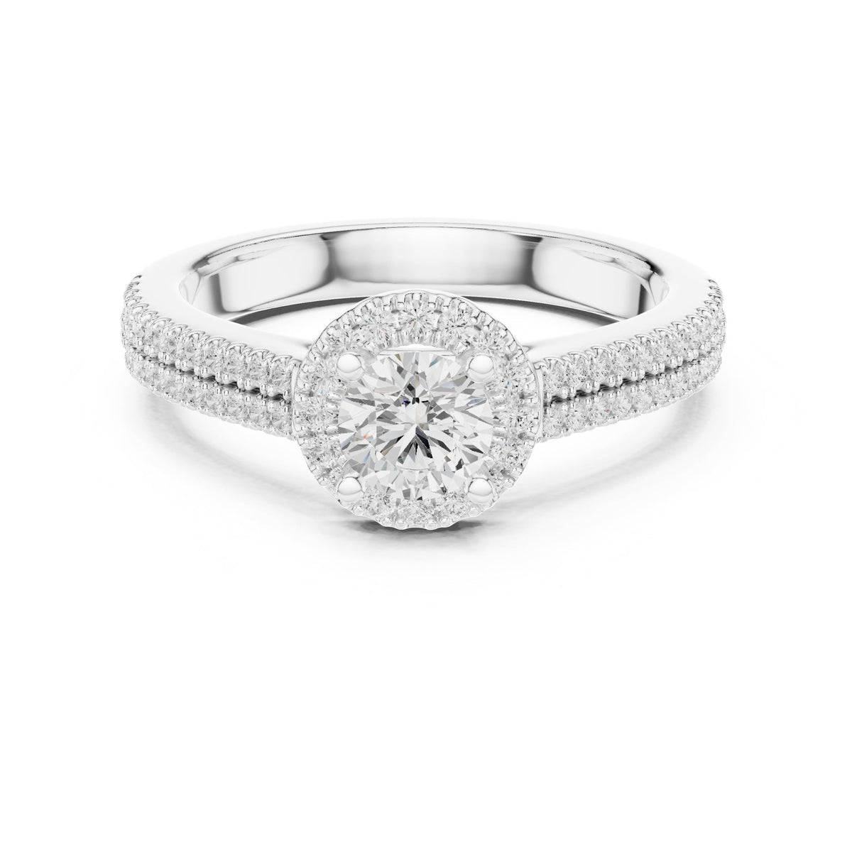 Round Halo Lab Grown Diamond Engagement Ring