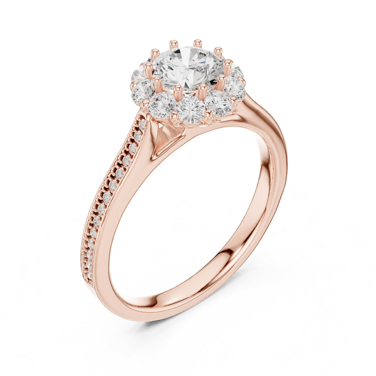 Round Halo Lab Grown Diamond Engagement Ring