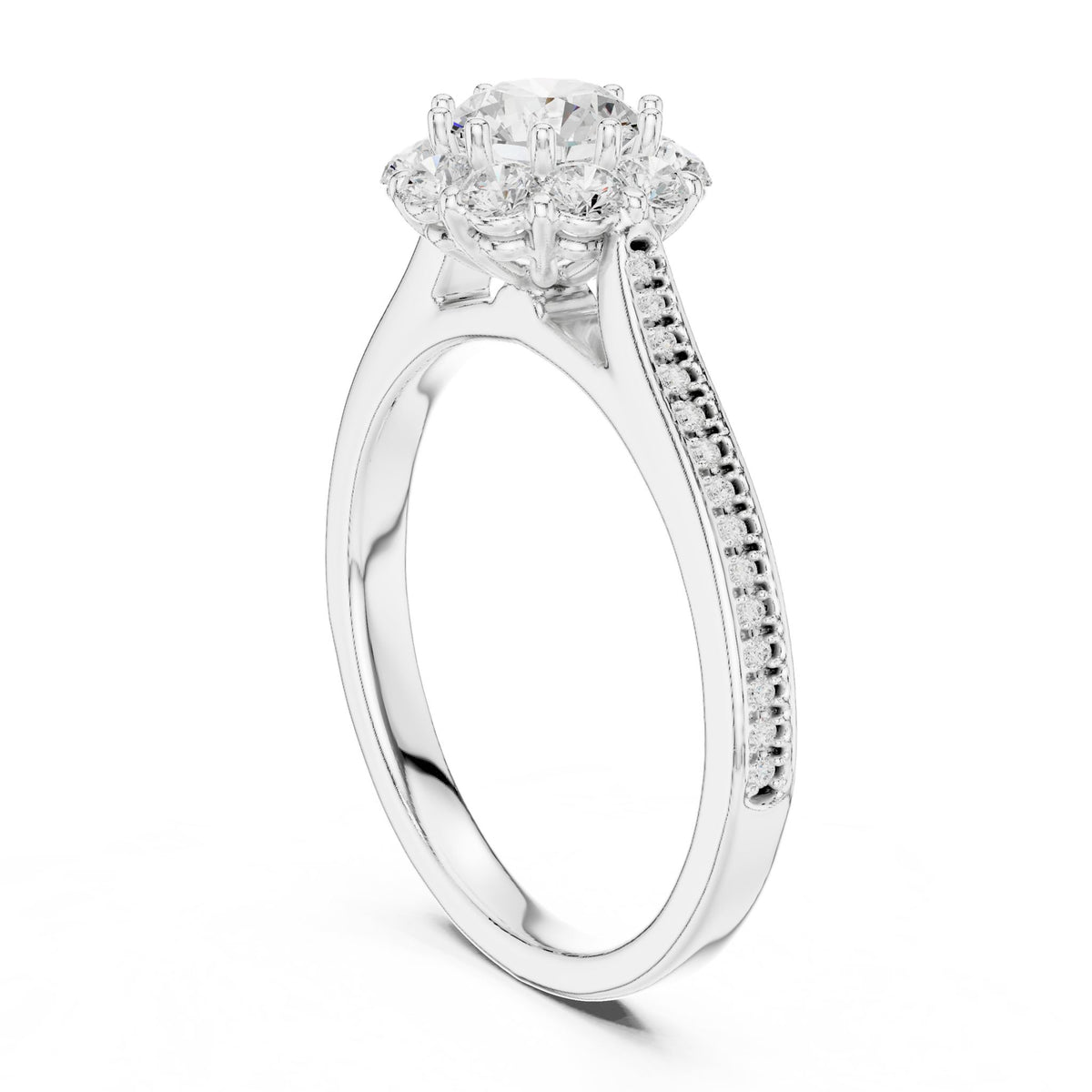 Round Halo Lab Grown Diamond Engagement Ring