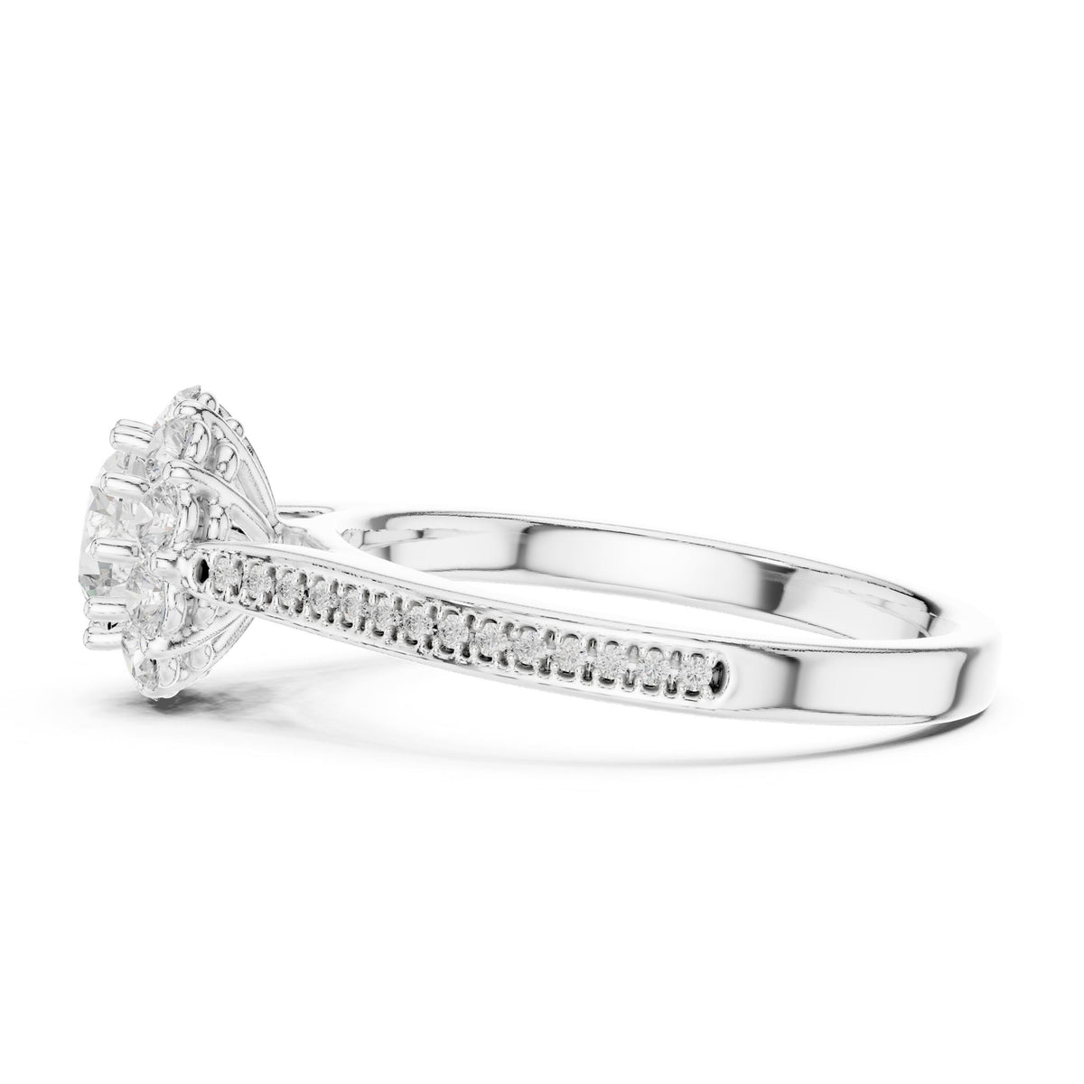Round Halo Lab Grown Diamond Engagement Ring