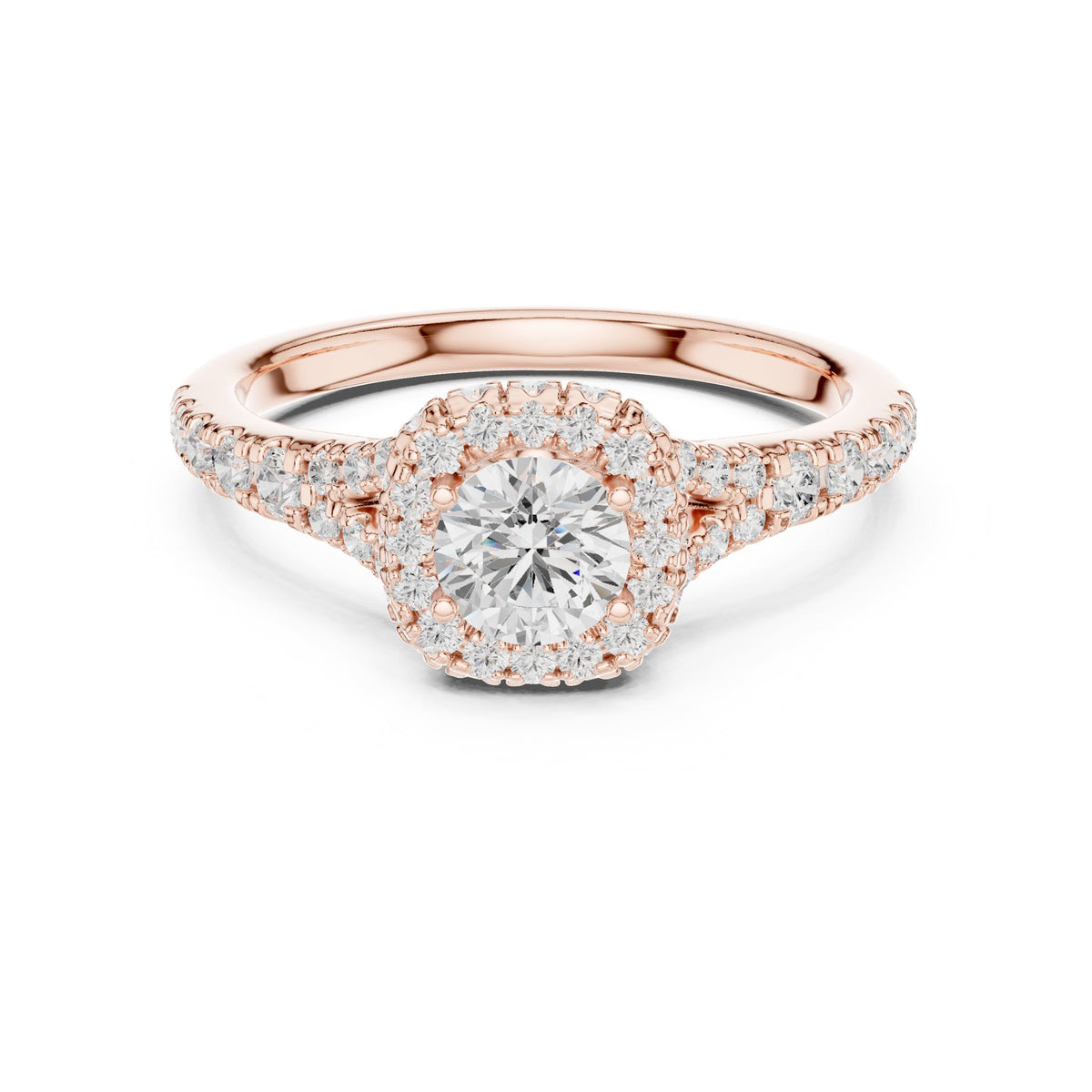 Round Halo Lab Grown Diamond Engagement Ring