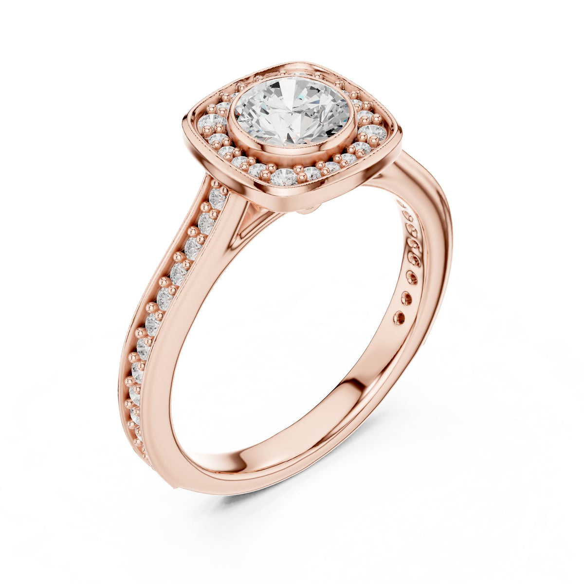 Round Halo Lab Grown Diamond Engagement Ring