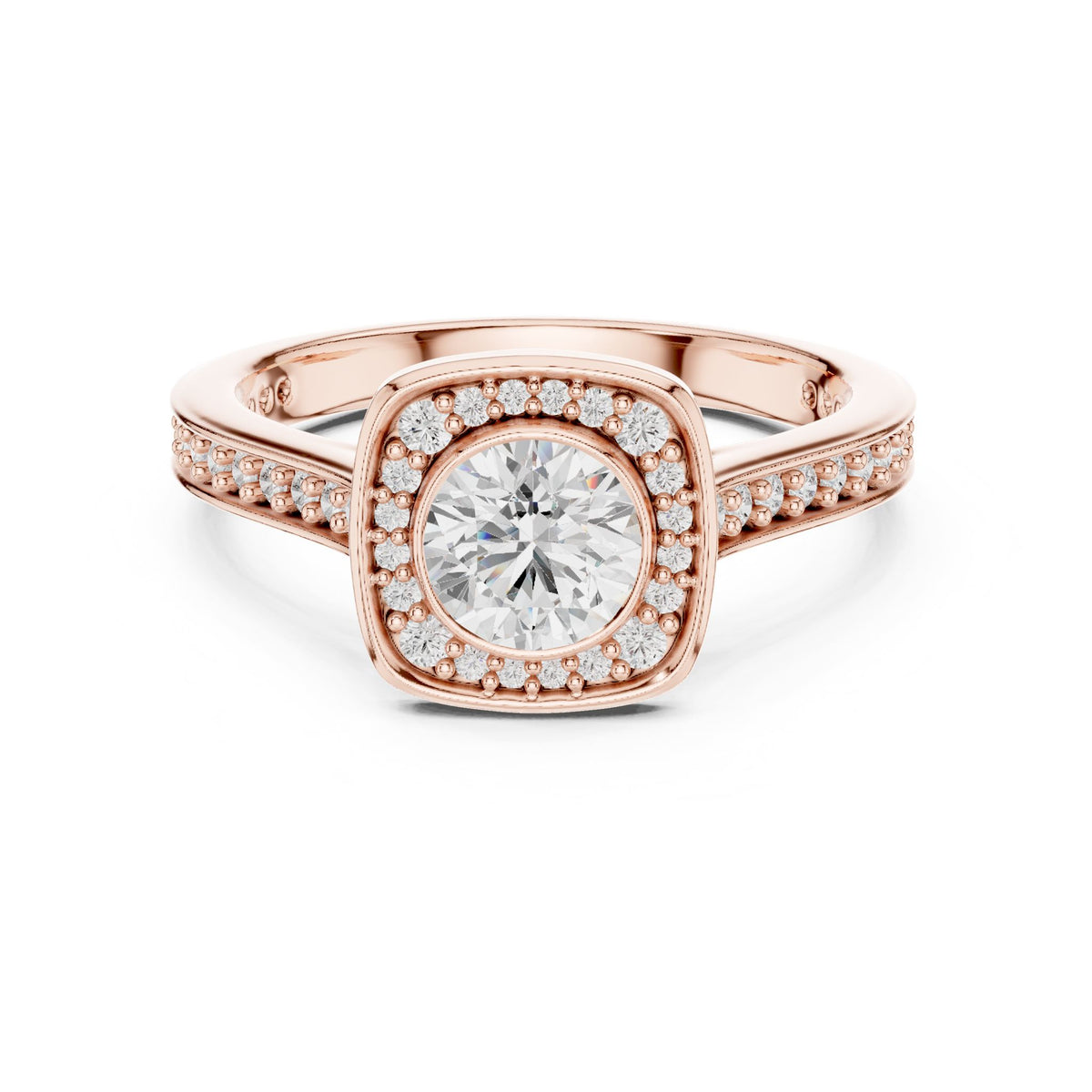 Round Halo Lab Grown Diamond Engagement Ring